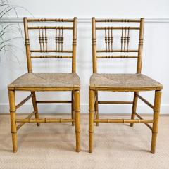 Pair of Regency Faux Bamboo Painted Chairs - 3568257