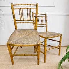 Pair of Regency Faux Bamboo Painted Chairs - 3568263