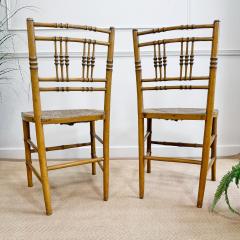 Pair of Regency Faux Bamboo Painted Chairs - 3568264