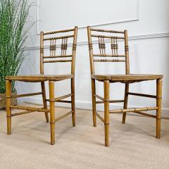 Pair of Regency Faux Bamboo Painted Chairs - 3568265