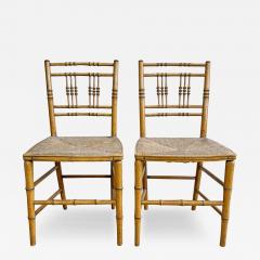 Pair of Regency Faux Bamboo Painted Chairs - 3590932