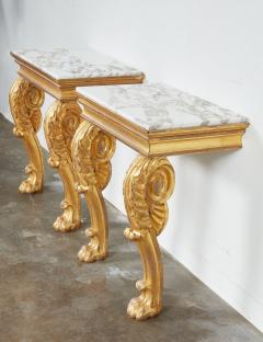 Pair of Regency Giltwood Lion Paw Console Tables - 4598649