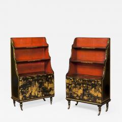 Pair of Regency Laquer Open Bookshelves Bookcases - 1155992