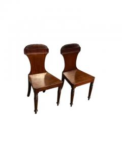 Pair of Regency Mahogany Hall Chairs - 3877947