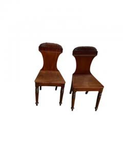 Pair of Regency Mahogany Hall Chairs - 3877952