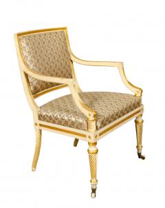 Pair of Regency Painted and Gilded Armchairs - 3785972