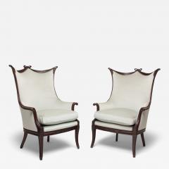 Pair of Regency Style Armchairs in Powder Blue Velvet - 4288254