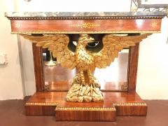 Pair of Regency Style Brass Inlaid Rosewood Parcel Gilt and Marble Consoles - 2980877