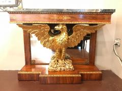 Pair of Regency Style Brass Inlaid Rosewood Parcel Gilt and Marble Consoles - 2980879