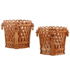 Pair of Regency Style Cast Iron Planters with Ring Handles  - 4620491