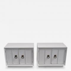 Pair of Regency Style Grey Nightstands Side Tables - 2775248