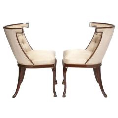 Pair of Regency Tufted Chairs With Hooved Feet Hollywood Regency - 4324647