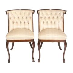 Pair of Regency Tufted Chairs With Hooved Feet Hollywood Regency - 4324648