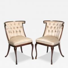 Pair of Regency Tufted Chairs With Hooved Feet Hollywood Regency - 4326773