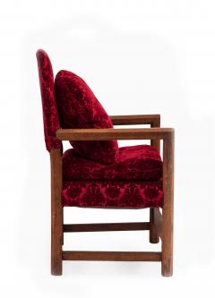 Pair of Renaissance Red Velvet Arm Chairs - 922866