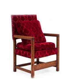 Pair of Renaissance Red Velvet Arm Chairs - 922869