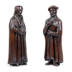 Pair of Renaissance Walnut Scholarly Figures - 4630406