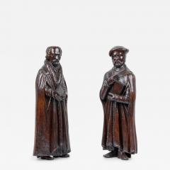 Pair of Renaissance Walnut Scholarly Figures - 4631295
