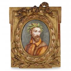 Pair of Renaissance style enamel plaques in giltwood frames - 4064015