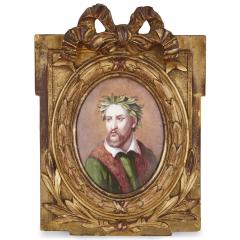 Pair of Renaissance style enamel plaques in giltwood frames - 4064016