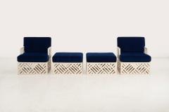 Pair of Richard L Sandfort Aluminum Lounge Chairs and Ottomans 1950 - 4202661