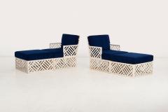 Pair of Richard L Sandfort Aluminum Lounge Chairs and Ottomans 1950 - 4202662