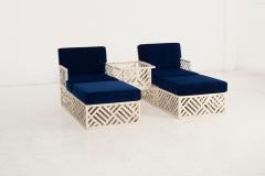 Pair of Richard L Sandfort Aluminum Lounge Chairs and Ottomans 1950 - 4202672