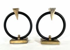 Pair of Ring Metal Candleholders - 4195366