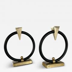 Pair of Ring Metal Candleholders - 4211686