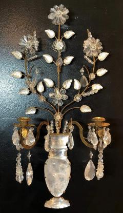 Pair of Rock Crystal Floral Urn Sconces - 2152728