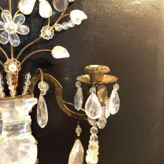 Pair of Rock Crystal Floral Urn Sconces - 2152731