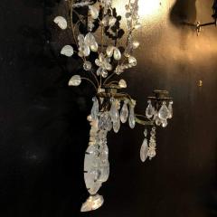 Pair of Rock Crystal Floral Urn Sconces - 2152732