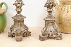 Pair of Rococo Period 18th Century Italian Painted and Carved Candlesticks - 3485360