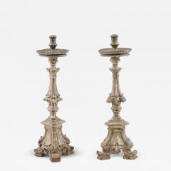 Pair of Rococo Period 18th Century Italian Painted and Carved Candlesticks - 3487707