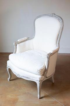 Pair of Rococo Style 1890s Swedish Light Grey Painted and Carved Berg re Chairs - 4507151