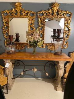 Pair of Rococo Style Frame Wall or Console Mirrors Carved Gilded Wood Surrounds - 2970009