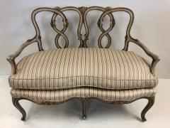 Pair of Rococo Style Parcel Gilt Painted Settees - 535689