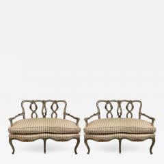 Pair of Rococo Style Parcel Gilt Painted Settees - 535915