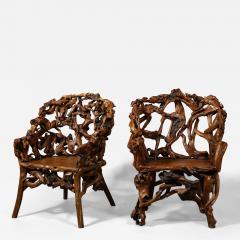 Pair of Root Chairs 20th C - 3163288