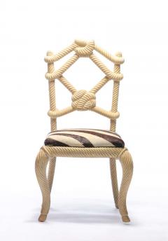 Pair of Rope Chairs from Viceroy Miami with Zebra Hide Upholstered Seats - 1975458