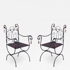 Pair of Rope and Tassel Iron Arm Chairs - 1382909