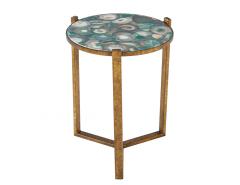 Pair of Round Agate Top Accent Tables - 3995863