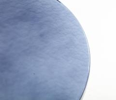 Pair of Round Blue and Grey Murano Glass and Brass Martini or Side Tables Italy - 2642428