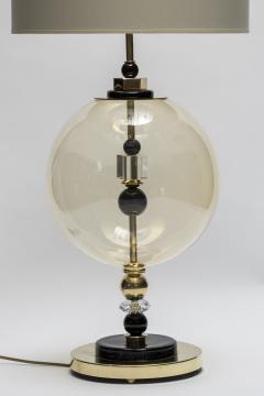 Pair of Round Brass and Murano Glass Table Lamps - 1174435