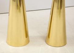 Pair of Round Fantasy Brown Onyx Marble and Brass Side or Martini Tables Italy - 1998803