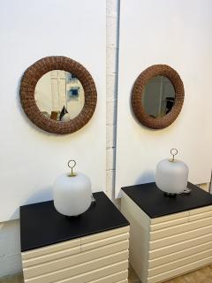 Pair of Round Rattan Mirror Italy 1970s - 2262600