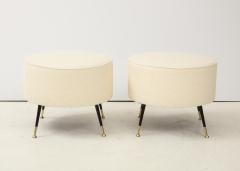 Pair of Round Stools or Poufs in Ivory Boucle Brass Legs Italy 2021 - 1894933