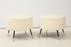 Pair of Round Stools or Poufs in Ivory Boucle Brass Legs Italy 2021 - 1894935