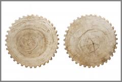 Pair of Round Suar Wood Side Tables - 3893027