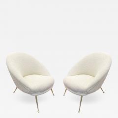 Pair of Rounded Italian Mid Century Club Chairs - 2336273